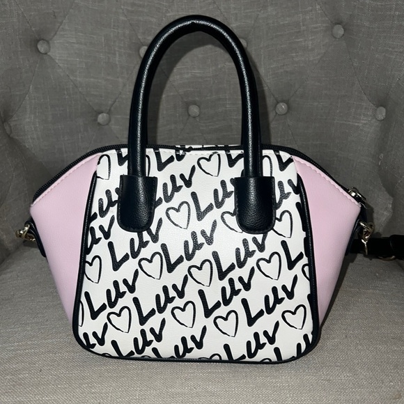 Betsey Johnson LUV Top handle little bag & crossbody detachable strap Barbiecore - Picture 3 of 12
